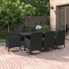 Image de vidaXL Ensemble à manger de jardin coussins 9 pcs Résine tressée Verre
