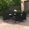 Image de vidaXL Ensemble à manger de jardin coussins 7 pcs Résine tressée Verre