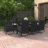 Image de vidaXL Ensemble à manger de jardin coussins 9 pcs Résine tressée Verre
