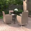 Image de vidaXL Ensemble à manger de jardin coussins 5 pcs Résine tressée Verre
