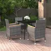 Image de vidaXL Ensemble à manger de jardin coussins 5 pcs Résine tressée Verre