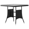 Image de vidaXL Table de jardin Noir 80x80x74 cm Résine tressée