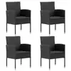 Image de vidaXL Chaises de jardin coussins noir lot de 4 noir résine tressée