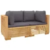 Image de vidaXL Canapés d'angle de jardin et coussins 2 pcs Bois teck massif