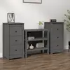 Image de vidaXL Buffets 2 pcs Gris 40x35x80 cm Bois massif de pin