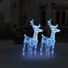 Image de vidaXL Rennes de Noël 2 pcs 80 LED Bleu Acrylique