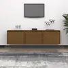 Image de vidaXL Meubles TV 3 pcs Marron miel Bois massif de pin