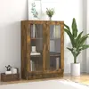 Image de vidaXL Armoire à vitrine Chêne fumé 82,5x30,5x115 cm Bois d'ingénierie