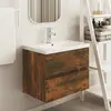 Image de vidaXL Armoire de lavabo Chêne fumé 60x38,5x45 cm Bois d'ingénierie