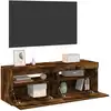 Image de vidaXL Meubles TV 2 pcs avec lumières LED Chêne fumé 60x35x40 cm