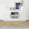 Image de vidaXL Meuble TV blanc 102x35x45 cm bois d'ingénierie