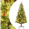 Image de vidaXL Kerstboom met LED en dennenappels 120 cm PVC en PE groen