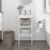 Image de vidaXL Cadre de lavabo de salle de bain vasque à encastrer Blanc Fer