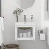 Image de vidaXL Cadre de lavabo de salle de bain vasque à encastrer Blanc Fer