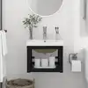 Image de vidaXL Cadre de lavabo de salle de bain vasque à encastrer Noir Fer