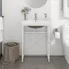 Image de vidaXL Cadre de lavabo de salle de bain vasque à encastrer Blanc Fer