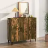 Image de vidaXL Buffet chêne fumé 90x34x80 cm bois d'ingénierie