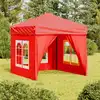 Image de vidaXL Tente de réception pliable avec parois Rouge 2x2 m