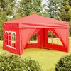 Image de vidaXL Tente de réception pliable avec parois Rouge 3x3 m