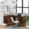 Image de vidaXL Bureau d'angle Chêne fumé 145x100x76 cm Bois d'ingénierie