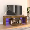 Image de vidaXL Meuble TV avec lumières LED chêne fumé 120x35x40 cm