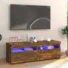 Image de vidaXL Meuble TV avec lumières LED chêne fumé 120x35x40 cm