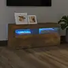 Image de vidaXL Meuble TV avec lumières LED Chêne fumé 90x35x40 cm