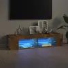 Image de vidaXL Meuble TV avec lumières LED chêne fumé 135x39x30 cm