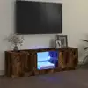 Image de vidaXL Meuble TV avec lumières LED chêne fumé 120x30x36 cm