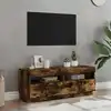 Image de vidaXL Meuble TV avec lumières LED chêne fumé 100x35x40 cm