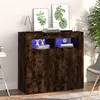 Image de vidaXL Buffet avec lumières LED chêne fumé 80x35x75 cm