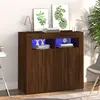 Image de vidaXL Buffet avec lumières LED chêne marron 80x35x75 cm