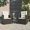 Image de vidaXL Mobilier d'extérieur 3 pcs avec coussins Résine tressée Noir