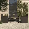 Image de vidaXL Mobilier d'extérieur 4 pcs avec coussins Résine tressée Noir