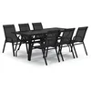 Image de vidaXL Ensemble de Salle à Manger de Jardin 7 pcs Mobilier à Dîner d'Extérieur Table et Chaises de Repas de Patio Meubles de Terrasse Noir