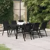 Image de vidaXL Ensemble à manger de jardin 7 pcs Noir