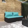 Image de vidaXL Salon de jardin 2 pcs avec coussins Résine tressée Noir