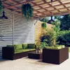 Image de vidaXL Salon de jardin 6 pcs avec coussins Résine tressée Marron