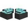 Image de vidaXL Salon de jardin 8 pcs avec coussins Résine tressée Noir