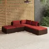 Image de vidaXL Salon de jardin 5 pcs avec coussins résine tressée marron