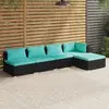 Image de vidaXL Salon de jardin 5 pcs avec coussins Résine tressée Noir
