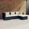 Image de vidaXL Salon de jardin 4 pcs avec coussins Résine tressée Noir