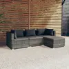 Image de vidaXL Salon de jardin 4 pcs avec coussins Résine tressée Gris