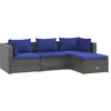 Image de vidaXL Salon de jardin 4 pcs avec coussins résine tressée gris