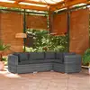 Image de vidaXL Salon de jardin 4 pcs avec coussins Résine tressée Gris