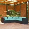 Image de vidaXL Salon de jardin 5 pcs avec coussins Résine tressée Noir