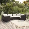 Image de vidaXL Salon de jardin 6 pcs avec coussins résine tressée noir