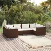 Image de vidaXL Salon de jardin 6 pcs avec coussins Résine tressée Marron