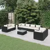 Image de vidaXL Salon de jardin 9 pcs avec coussins Résine tressée Noir