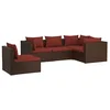 Image de vidaXL Salon de jardin 5 pcs avec coussins résine tressée marron